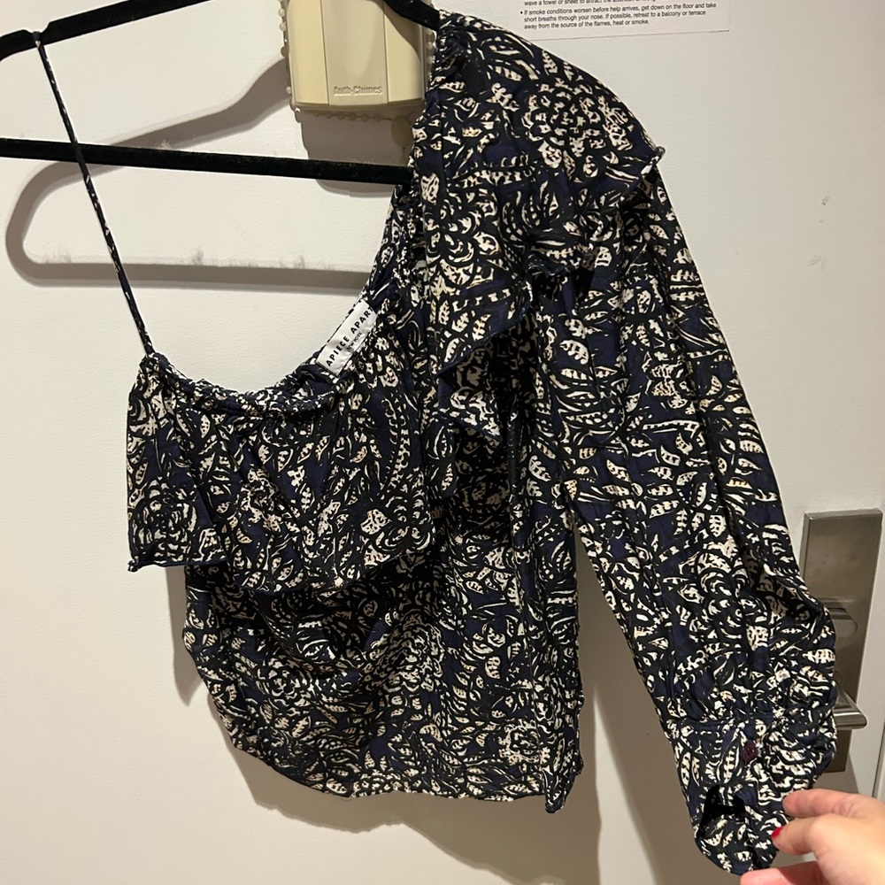 Apiece Apart one shoulder silk cotton printer top- size 0